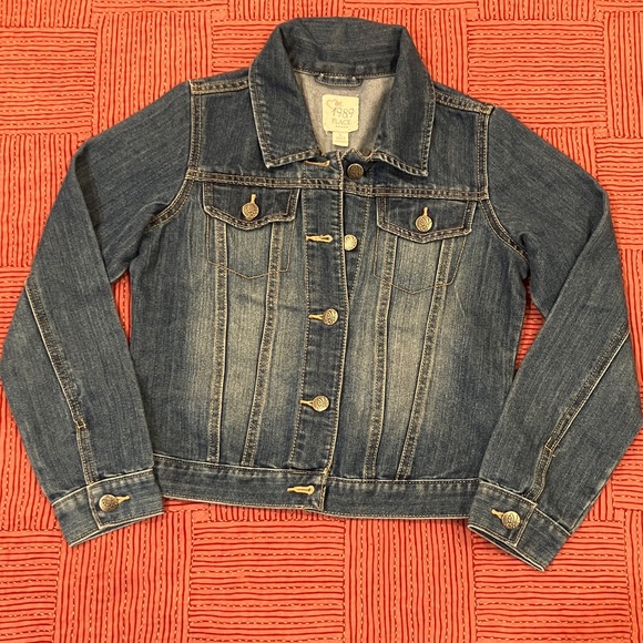 The Children's Place Other - Large 10-12 years Blue Jean Jacket with butterfly motif on buttons